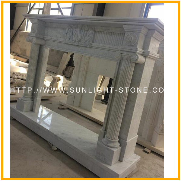 Italy Bianco Carrara White Marble Fireplace for Your Home