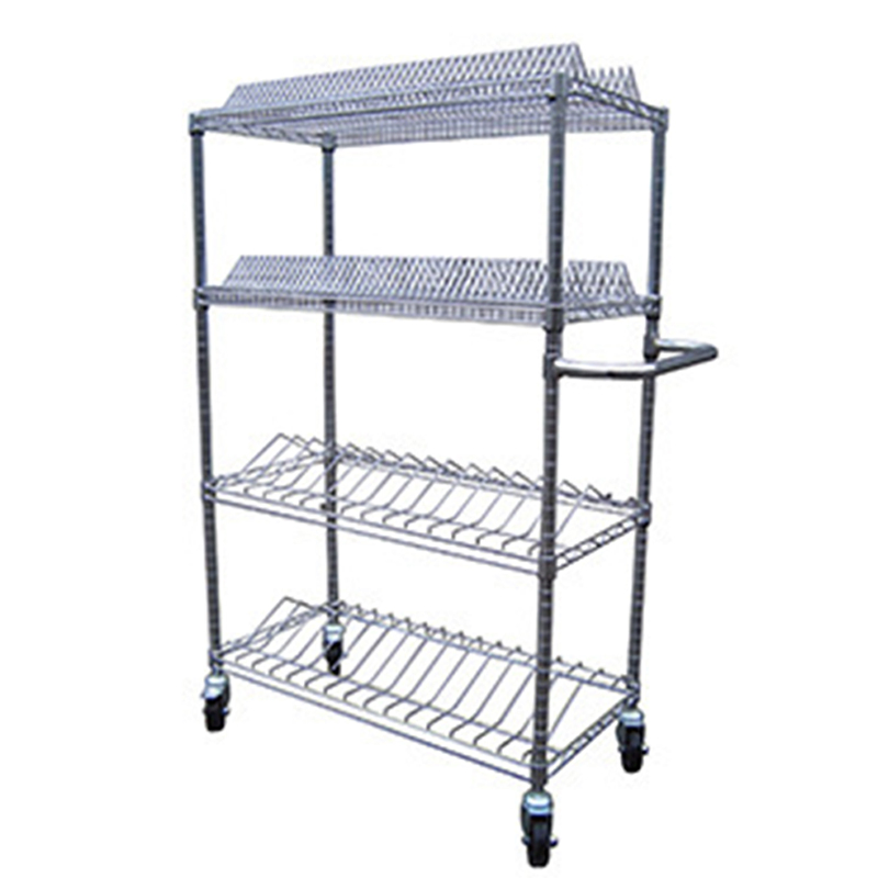 Epoxy Coating and Chrome Plated Layers Mobile Metal Wire Shelving