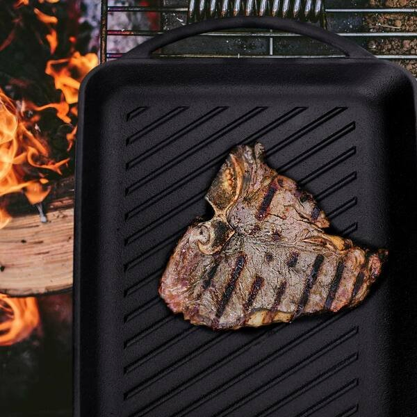Wholesale Cookware Rectangle Cast Iron Induction Baking Roasting Grill Plate Griddle BBQ Plate Grill Pan
