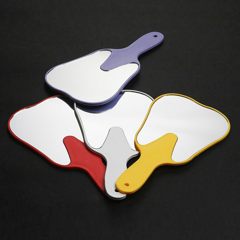 Dental Colorful Hand Held Tooth Shape Glass Mirror Dental Handle Mirror