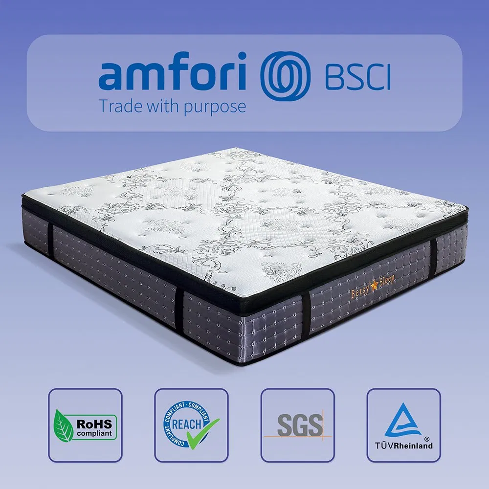 Hot Sale Best Mattress Factory Healthy Sleep Full Inch King Size Wholesale Massage Pocket Spring Mattress in a Box Luxury Hilton Hoetal Mattress