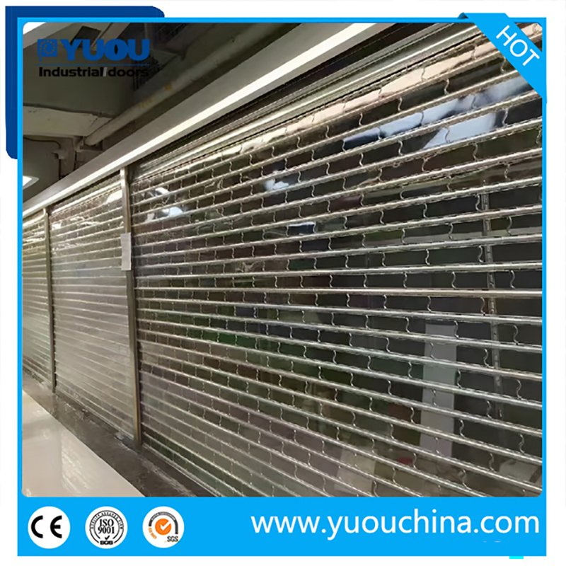 Commercial Shop Plastic / Crystal / Polycarbonate Transparent Roller Shutter Door