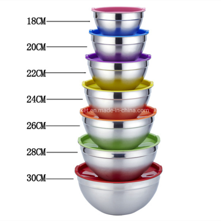 Storage Accessories Stainless Steel Non-Slip Egg Mixer Cake Baking Kitchen Food Salad Bowl