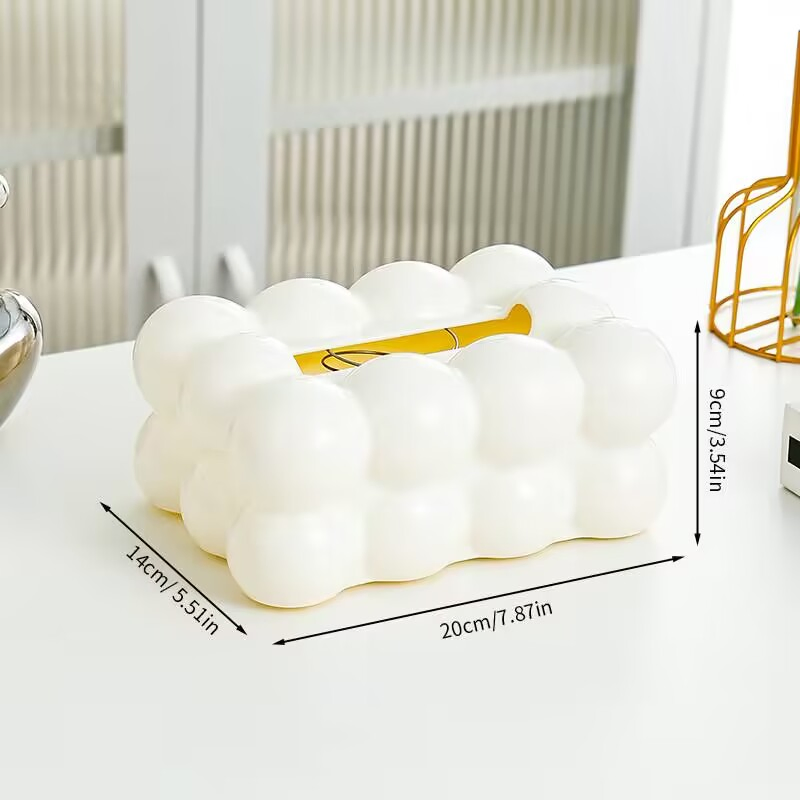 High Quality Cream Style Marshmallow Tabletop Ornament Tissue Box