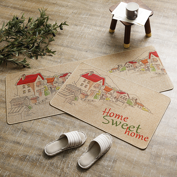 Custom Linen Surface Washable Modern Anti Fatigue Kitchen Floor Mat