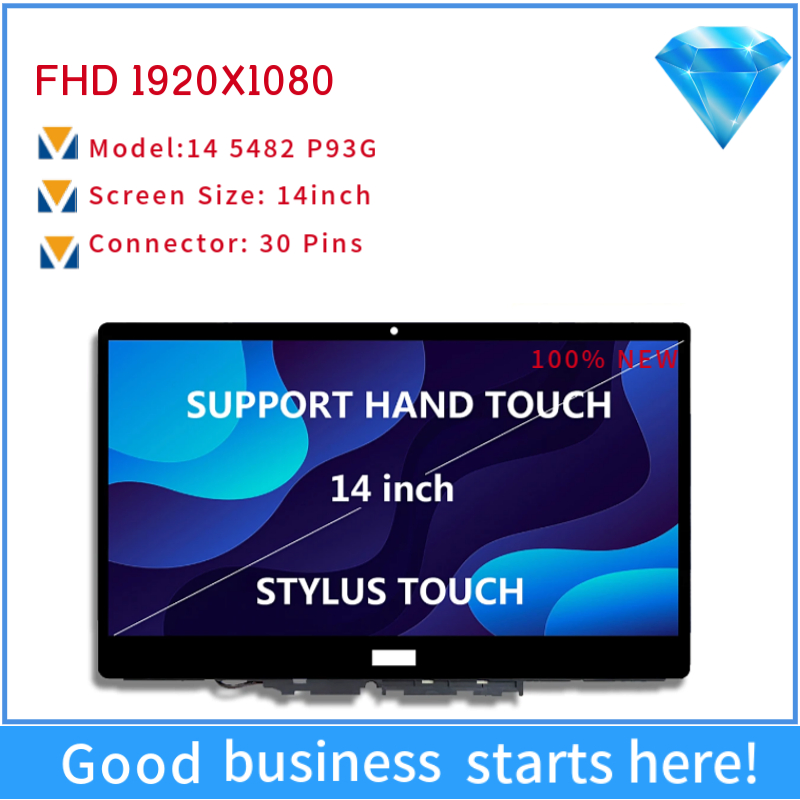 DELL Inspiron 14 5482 P93G LCD Display Touch Screen Digitizer Assembly with Frame Bezel and Small Board FHD 1920X1080