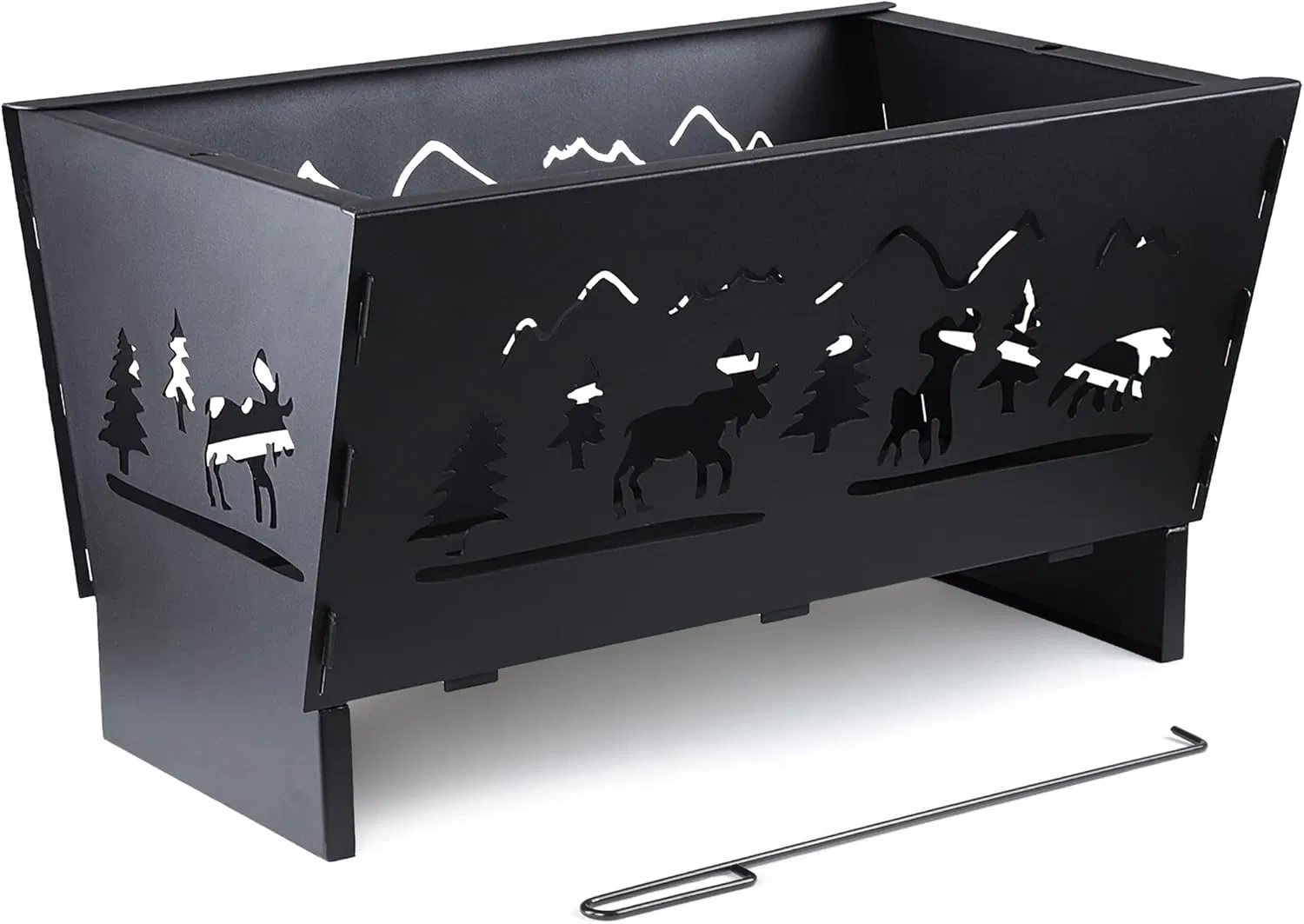 Wood Burning Rectangular Steel BBQ Fire Pit for Patio