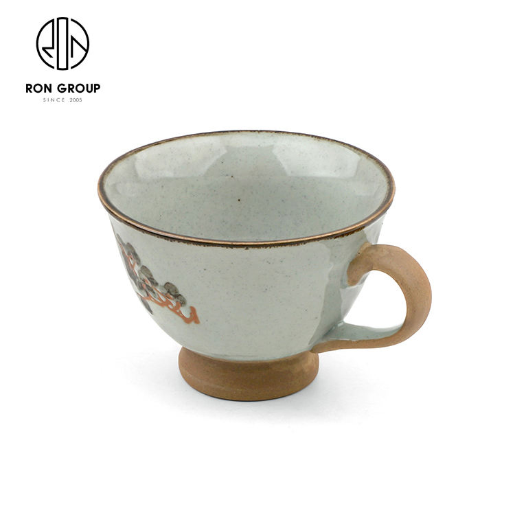 Retro Vintage Eco-Friendly Porcelain Ceramic Water Tea Coffee Cup for Cafe Restaurant Commercial Drinking Use