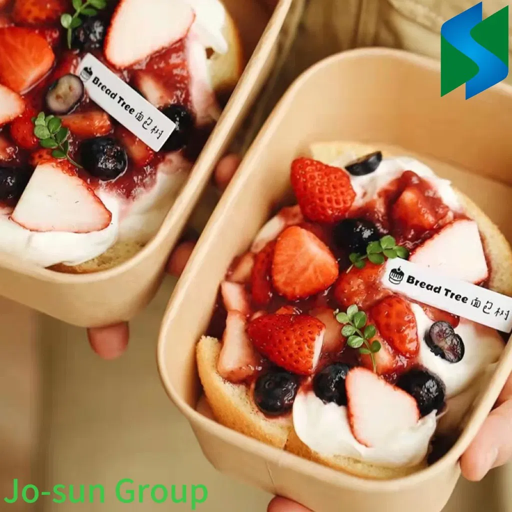 Take Away Paper Food Packaging Bowl Lunch Boxes Kraft Paper Disposable Rectangular Square Salad Bowl with Lid