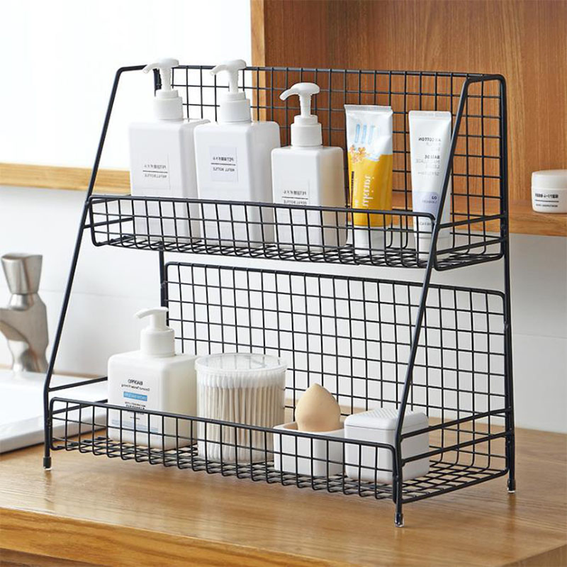 Factory Wholesale Price Japanese Iron Multifunctional Tabletop Cosmetic Storage Rack Makeup Organizer