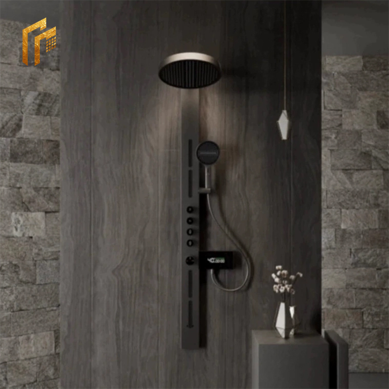 Factory Direct Price Gun Gray Nu Style Thermostatic Overhead Shower Faucet Panel Column Tower