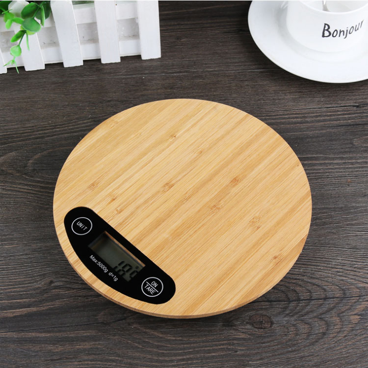 Кухонные весы цифровые на бамбуковой платформе, 5 кг