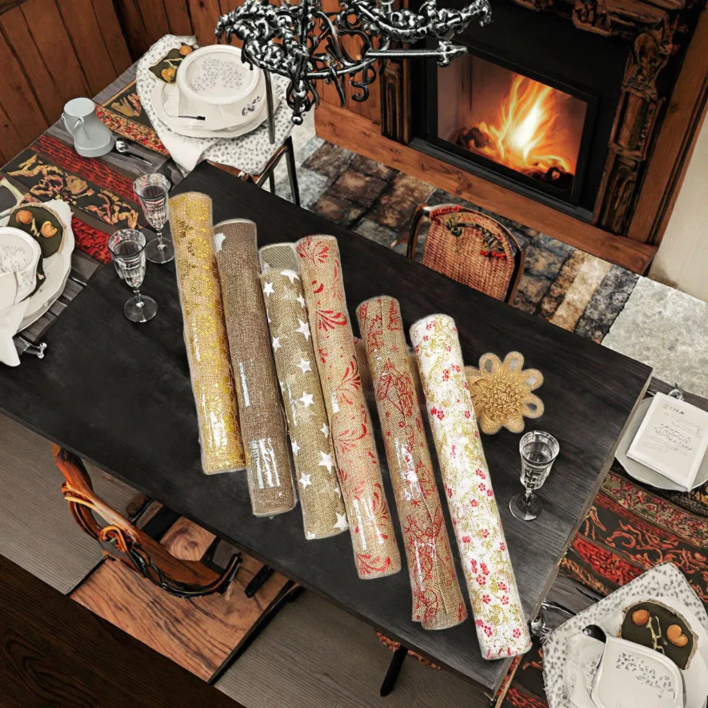 Custom Hot Stamping Linen Tablerunners Wedding Decorative Linen Table Runner for Dining Table