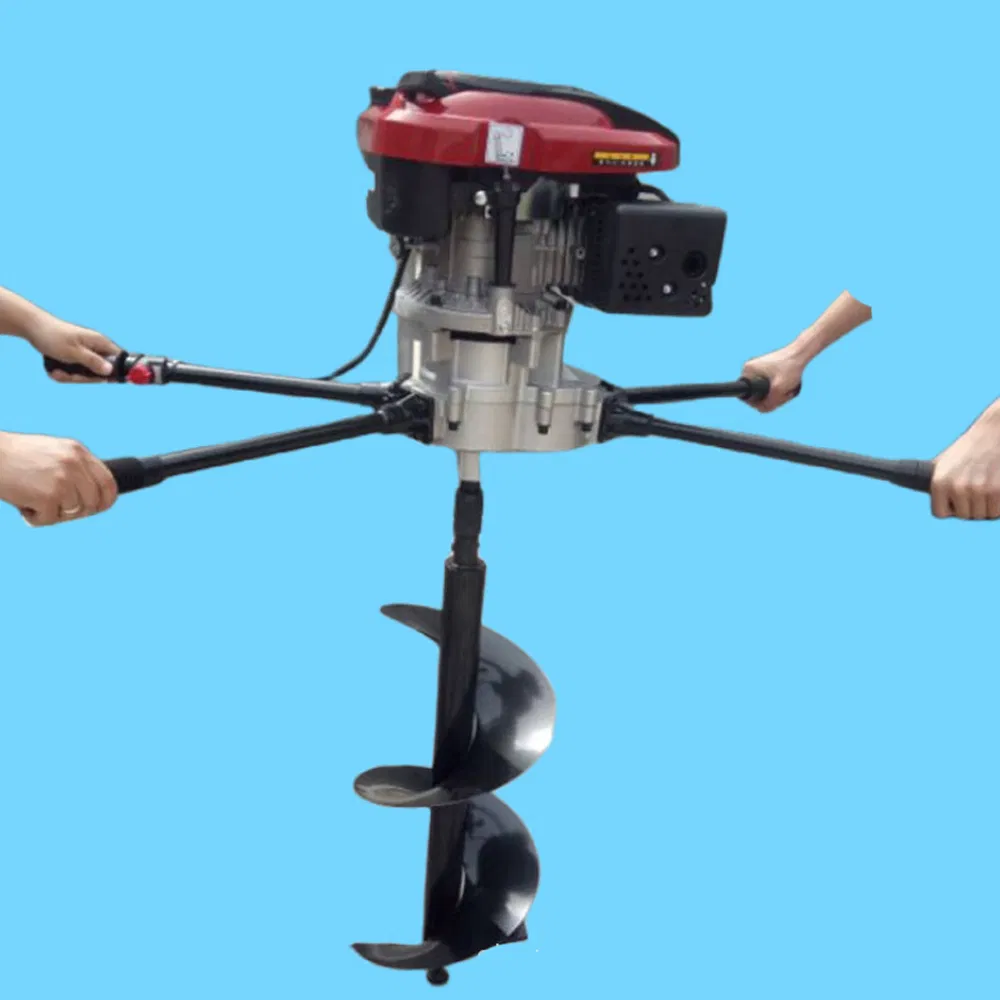 High Quality 4 Four Stroke 8HP 196cc Small Hand Push Walk Behind Digging Machine/Earth Auger with Trolley