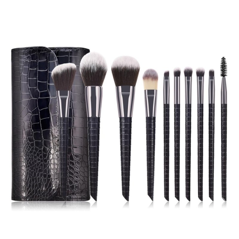 High Quality Vegan Cruelty Free Makeup Brushes Private Label 10PCS White /Black Foundation Makeup Brush Set