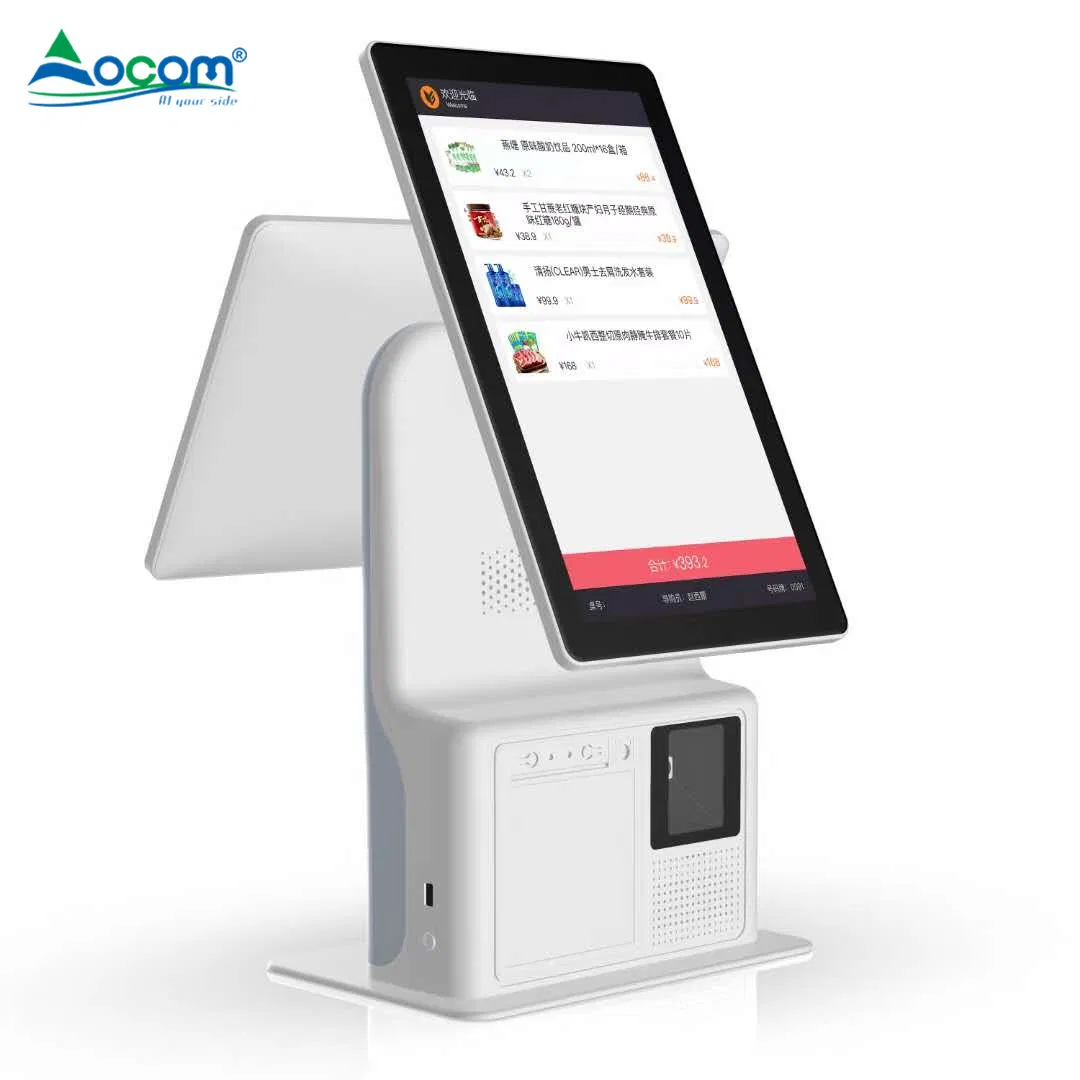 POS-1508 Ocom 15.8inch IPS Screen Self-Service Kiosk Point of Sale POS Machine with Vice Screen