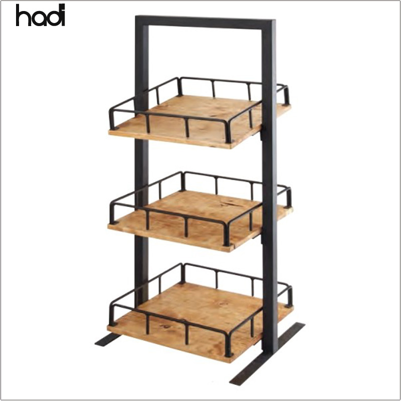 Hadi Restaurant Equipment Luxury Arabic Dubai Wedding Wooden Display Bread Stand 3 Tier Oak Wooden Food Display Shelf Luxury Hotel Buffet Food Display