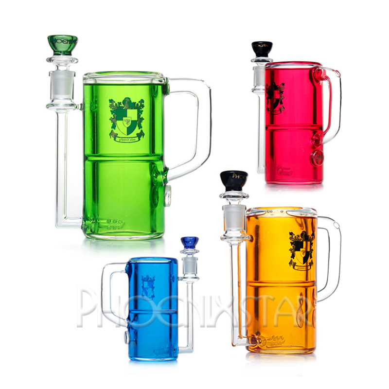 Phoenixstar 6 Inches Wine Glass with Glycerin Freezable Coil Mixed Colors Wholesale Hookah Smoking Pyrex Glass Pipe