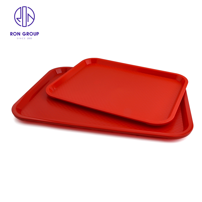 Coffee Shop Fast Food Restaurant Hotel Food Drink Tray Stackable Melamine Plastic BBQ Serving Non-Slip Rectangle Tray