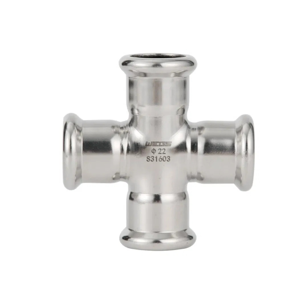 Industrial Gases Compatible Including Nitrogen and Acetylene Crossing Stainless Steel M Profile Press Fittings