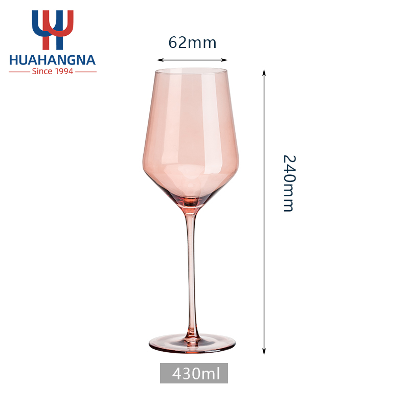 Розовые бокалы для вина 430 мл, ручная работа
