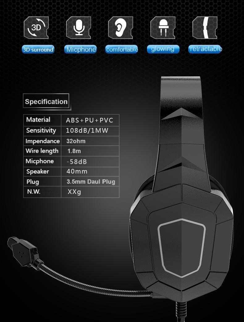 Игровые наушники с микрофоном для ПК, PS, Mac