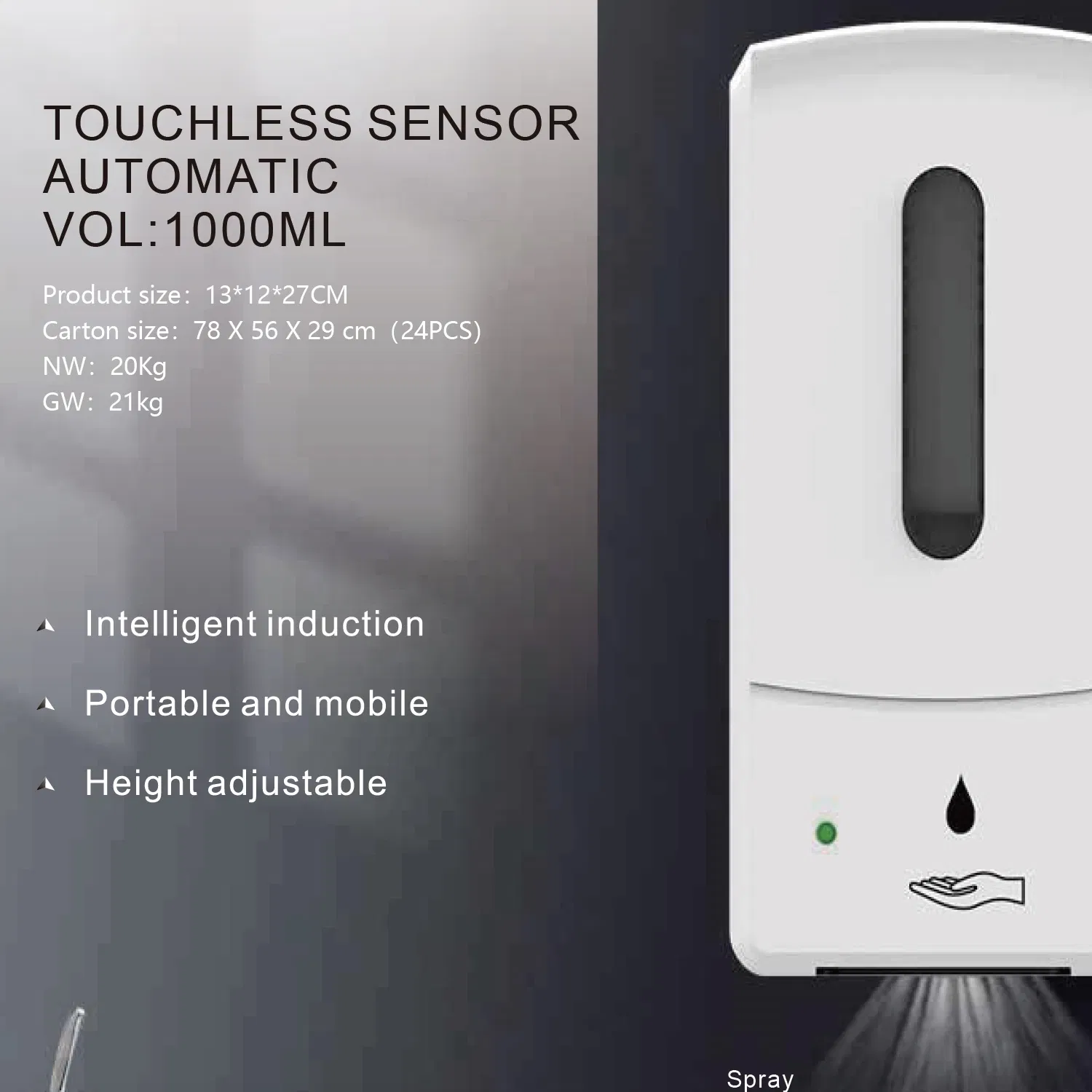 Easy Set up Automatic Hand Sanitizer Disposable Dispenser Floor Stand