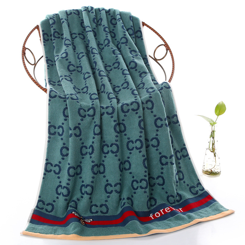 Cotton 100 Yarn Dyed Jacquard Hand Embroidery Sport Hotel Home Bath Beach Towels