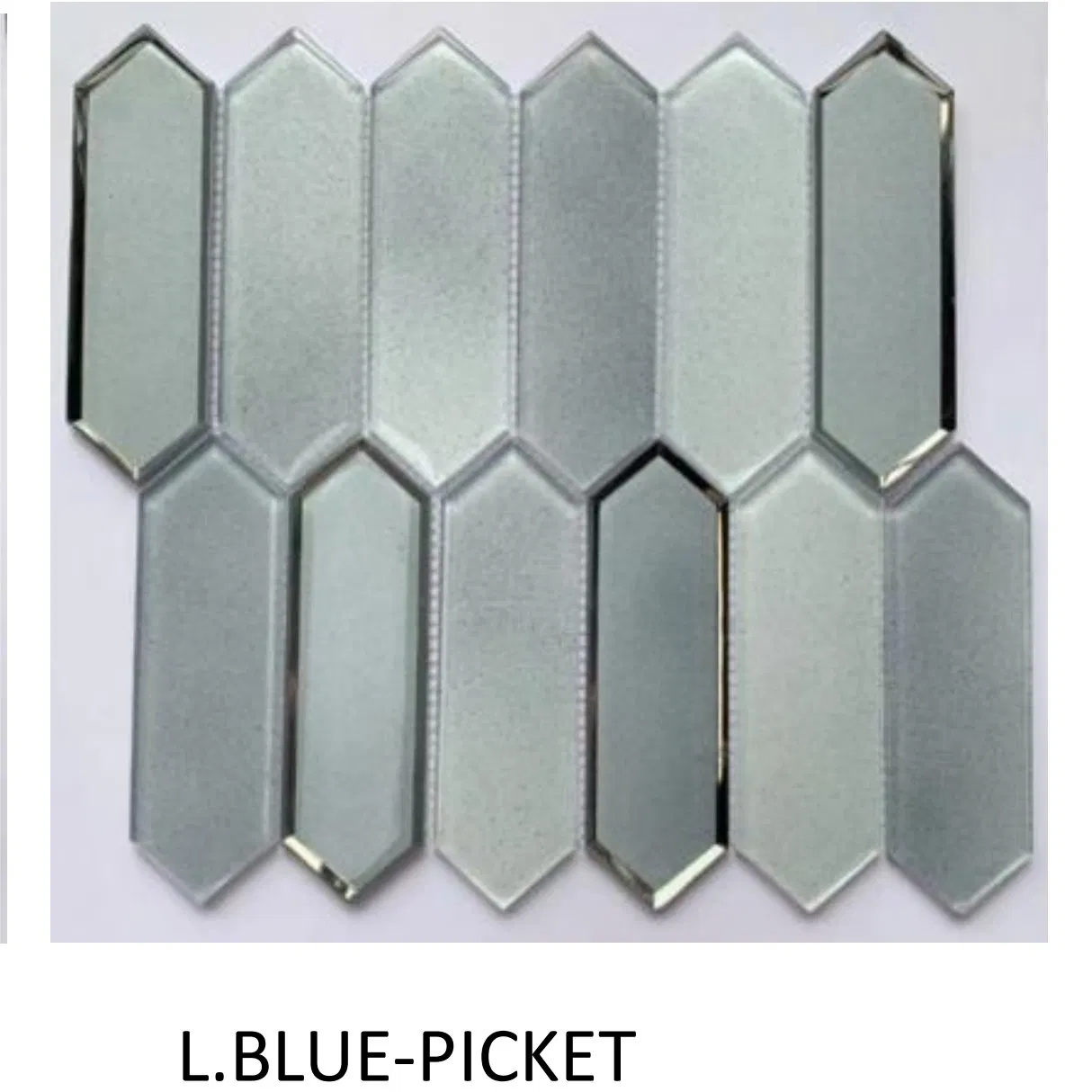 Polished Gray Marble and Teal Blue Tiles Back Splash Kitchen Tiles Glass Mosaics