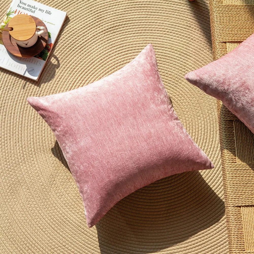 Throw Pillow Covers Cases for Couch Sofa Home Decoration Solid Dyed Soft Chenille 18*18 Inches Living Room