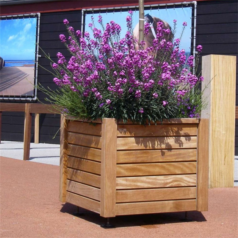 Garden Wood Planter Box Large Flower Pots Outside Street Organic Plant Pots