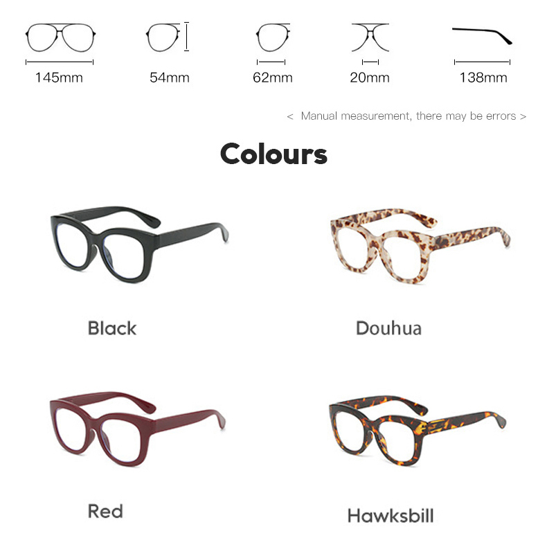 Factory Wholesale Custom Logo Fashion Oversized Blue Light Blocking Glasses Frame Women Colorful Reading Glasses