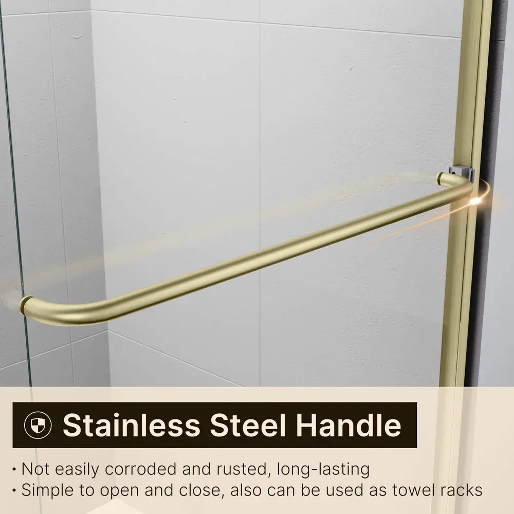 Sally SGCC Certified 6mm Brush Gold Bypass Double Sliding Shower Door