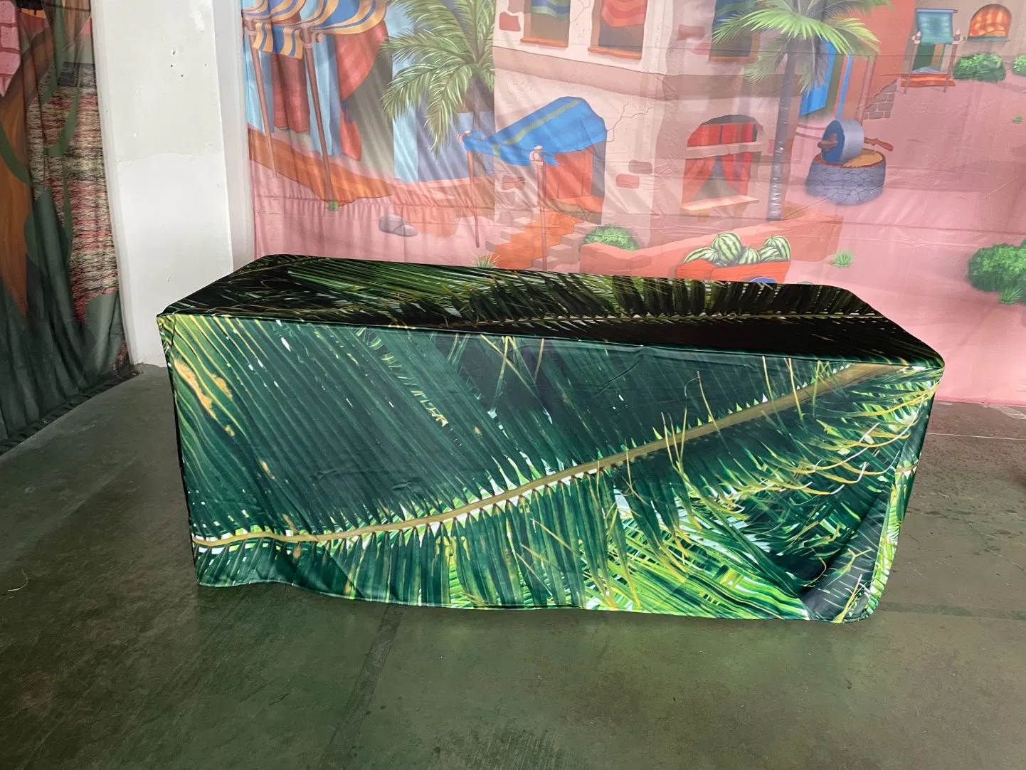 Trade Show Custom Fitted Table Cloths Events Stretch Tablecloth Spandex Table Cover