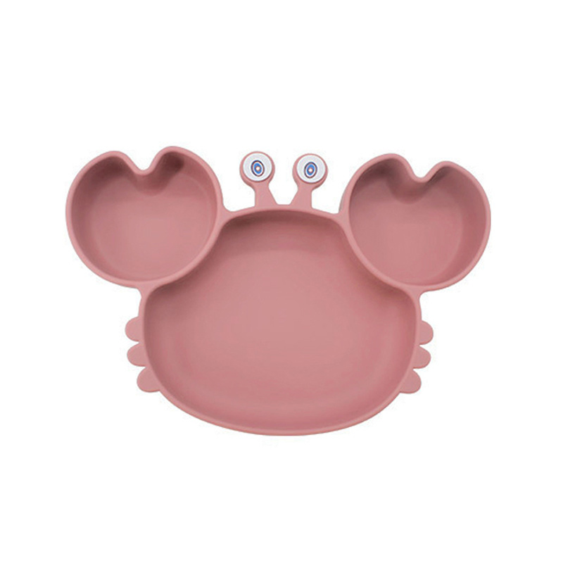 Modern Tableware Custom Wrap Children Dinnerware Nonslip Silicone Crab Dish Plate Kid Eating Tool Toddler Plate with Compartment