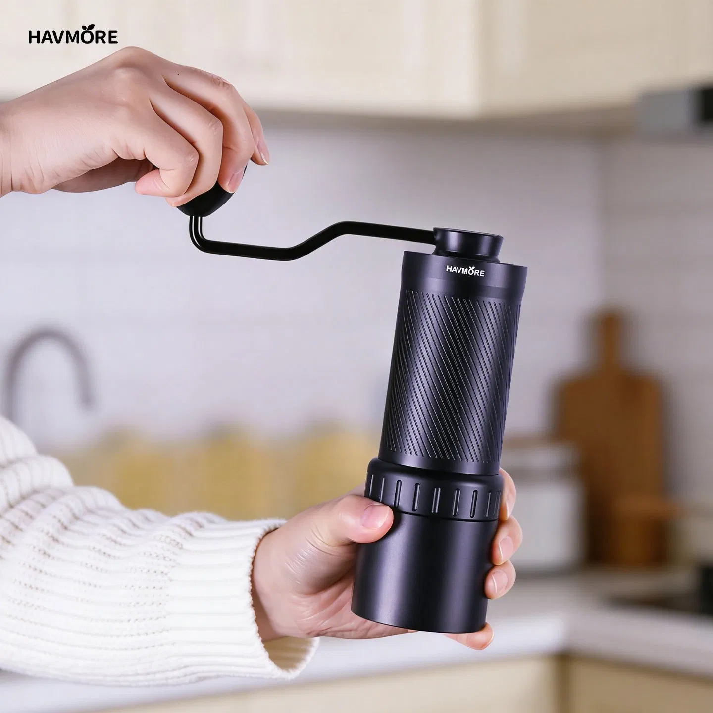 Havmore Magnetic Portable Coffee Grinder - Manual Stainless Steel Burr Mill for Fresh Espresso