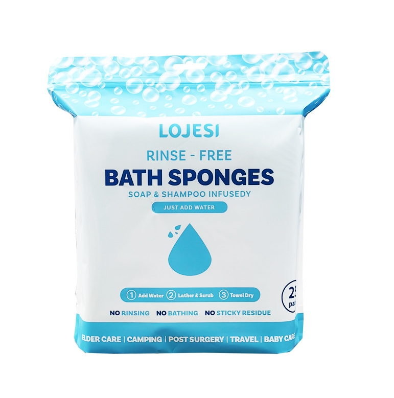 Online Sale Hospitals Hand-Sized Bed Bath Sponges Pre-Loaded with pH Neutral Hypoallergenic Soapy Disposable Presoaped Waterless Shower Washing No Rinse Sponge