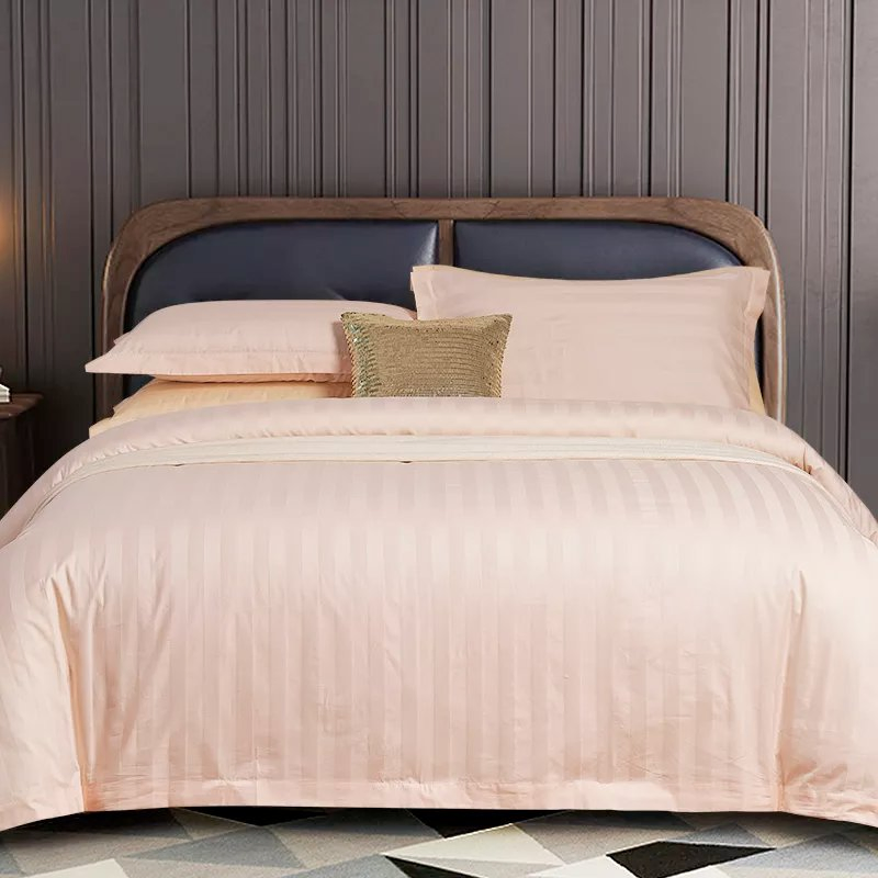Nantong Elegant Hotel 1cm Satin Stripe Bed Linen Bed Sheet Bedding Set