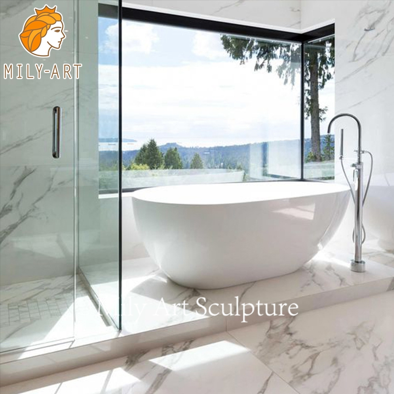 Белая мраморная ванна для ванной комнаты