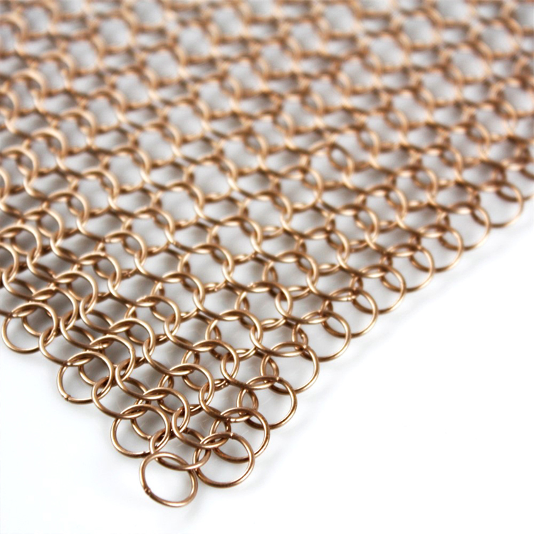 Brass Metal Mesh Curtain Fabrics Chain Mail Ring Mesh Curtain for Dividers