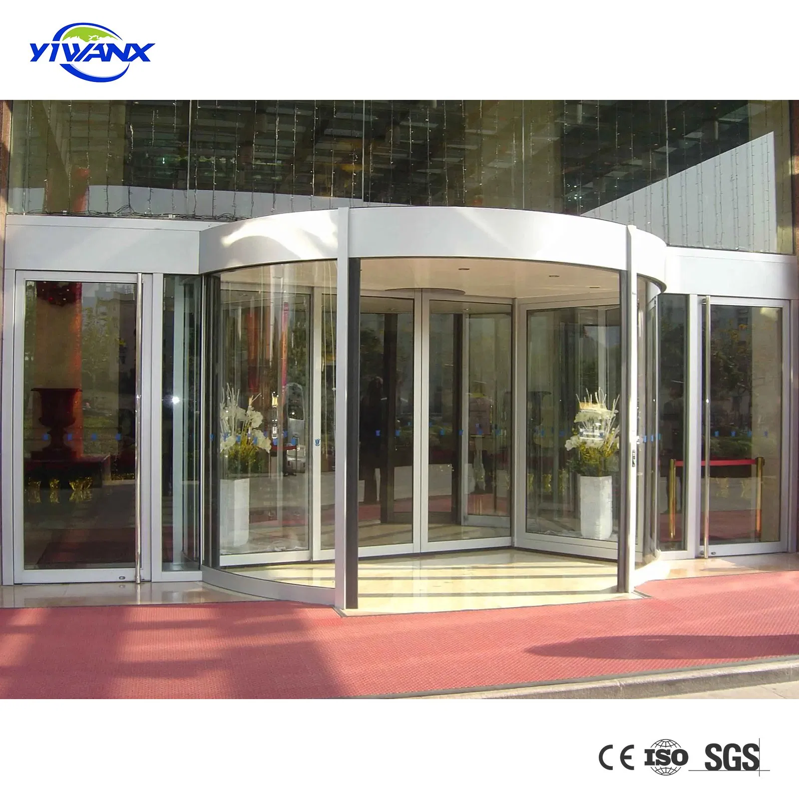 Two Wings Automatic Revolving and Sliding Function Door, Security Door