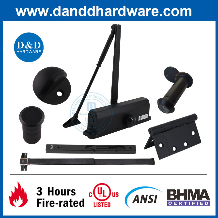 Stainless Steel Matt Black Door Accessories UL Door Closer Butt Hinge