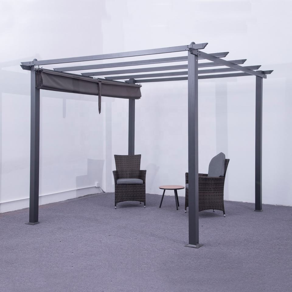Aluminum Frame Systems Pavilion with Retractable Sunshade Pergola