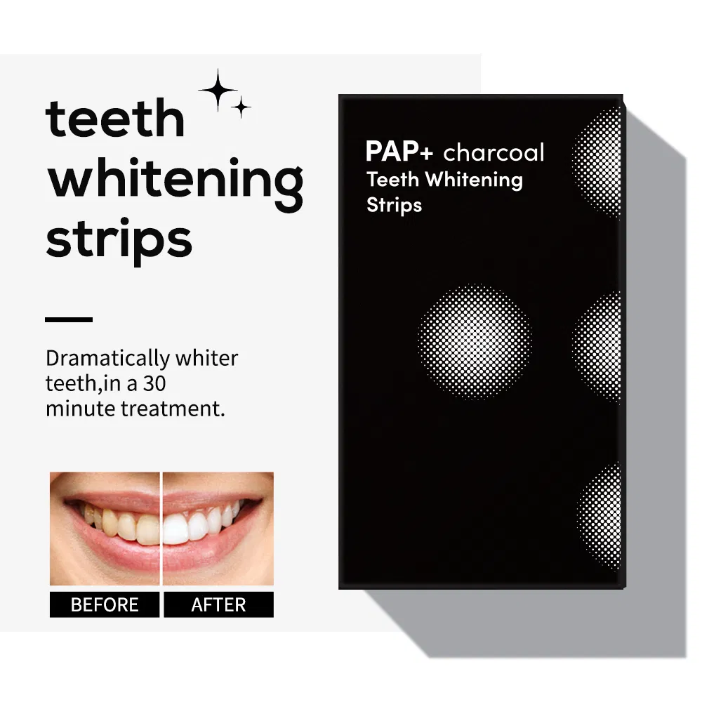 Teeth Whitening Dry Strips Peroxide Free Charcoal Pap Gel Strips