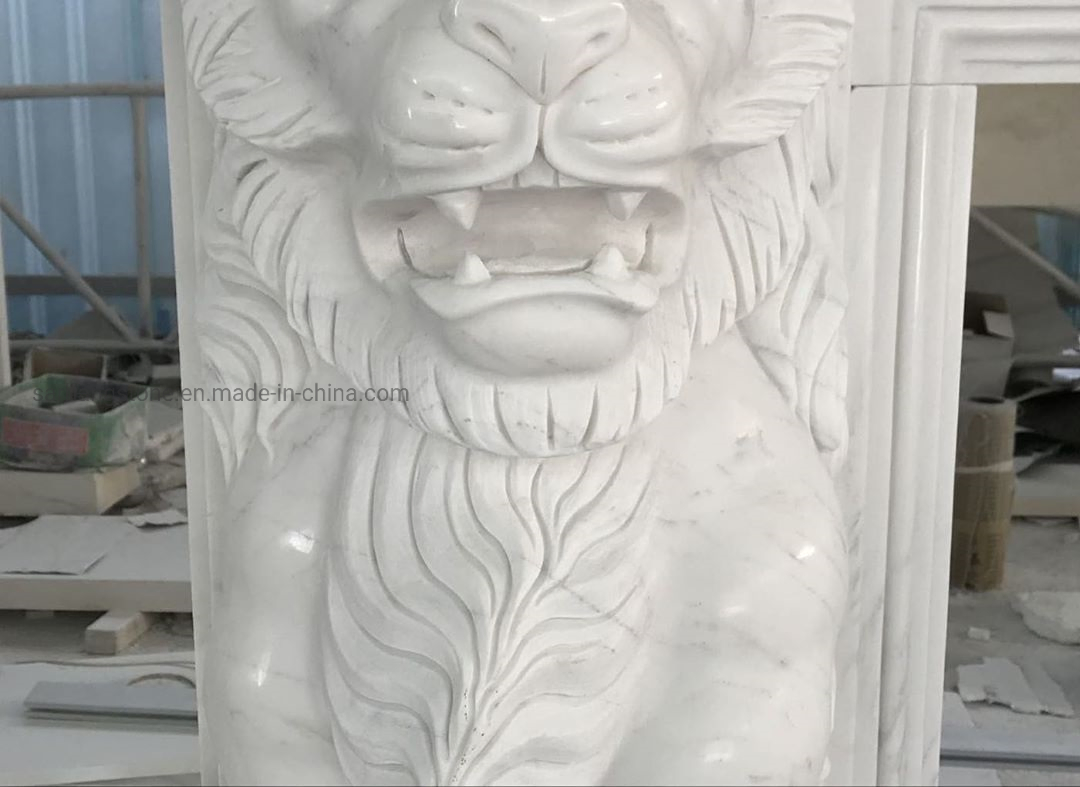 Hand Carving Stone White Marble Fireplace Mantel Surround