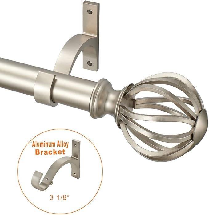 New Design Curtain Poles Wrap Around Art Deco Curtain Rod Pole Set Double Met