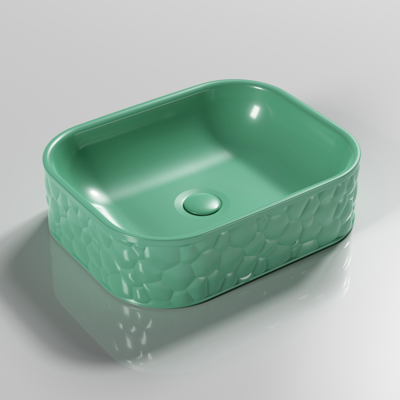Popular Sanitary Ware Multi Green Color Bathroom Ceramic Artistic Basin Square Shape Color Art Wash Hand Basin