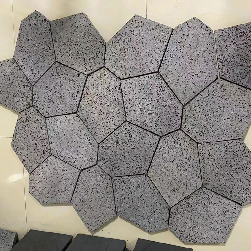 Outdoor Basalt Lava Mesh Paver Chinese Factory for Sale Grey Paving Stone Garden