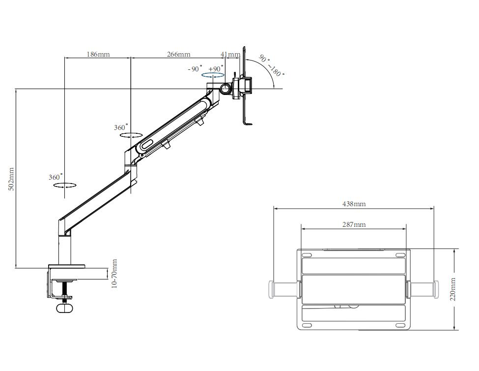 Gas Spring Laptop Stand Laptop Holder Desk Mount