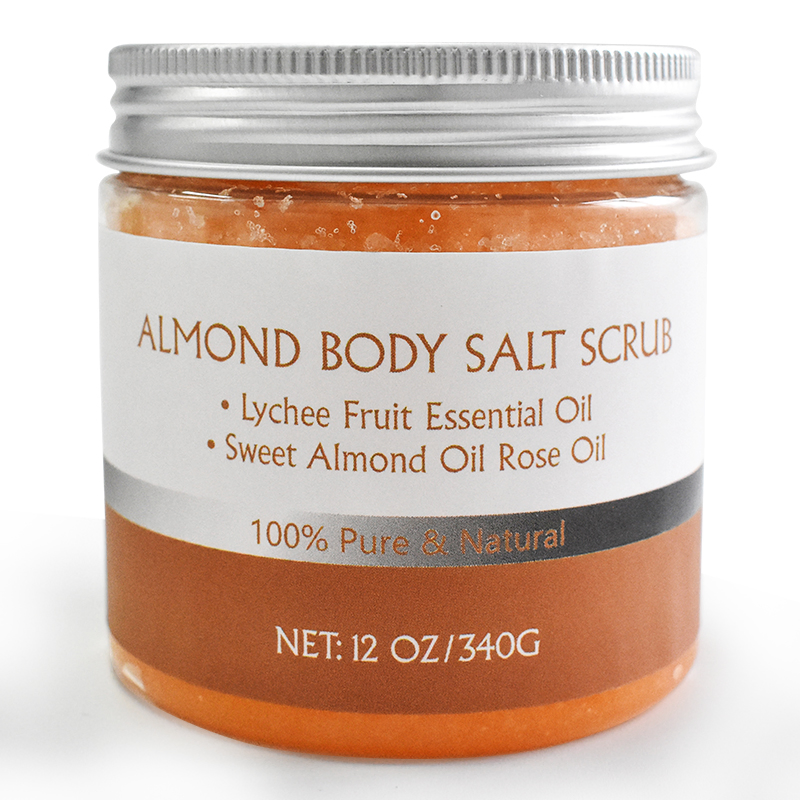 Gentle Natural Moisturizing Exfoliating Refreshing Revitalizing Nourishing Soothing Almond Body Salt Scrub for Skin Care